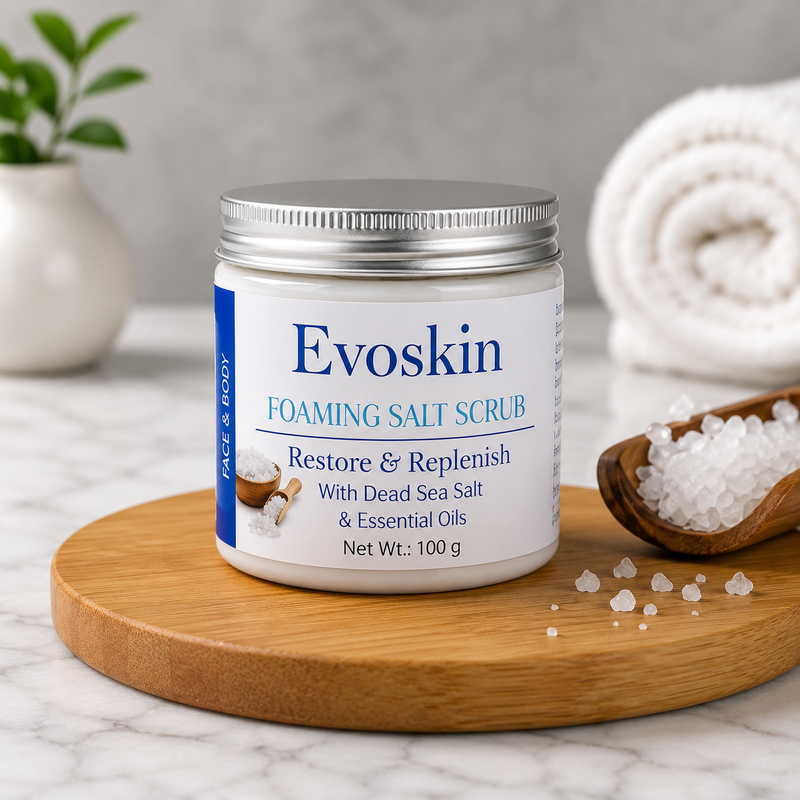 Foaming Salt Scrub with Dead Sea Salt & Essential Oils | Face & Body Scrub | Deep Exfoliation for Smooth, Glowing Skin | Hydrating & Smoothing Formula | 100g